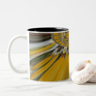 Golden Yellow Flower Pattern Design Art Two-Tone Coffee Mug