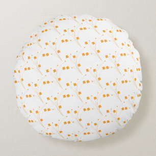 Golden Yellow Flowers, Small Floral Print Round Pillow