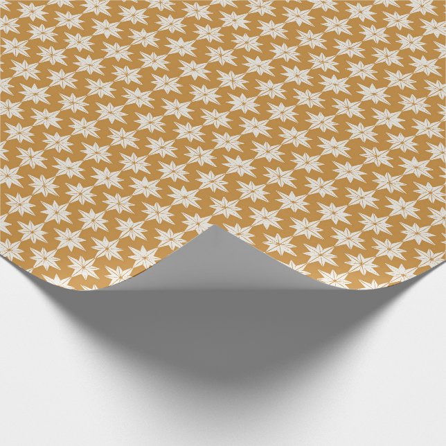 Golden yellow Geometric Stars Minimal Christmas Wr Wrapping Paper (Corner)