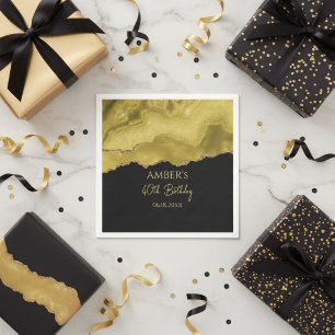 Golden Yellow Gold Glitter Abstract Watercolor  Napkin