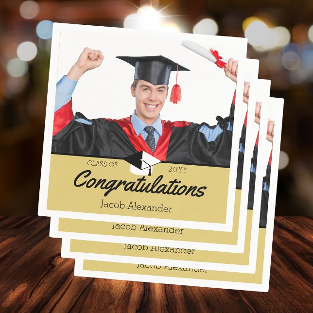 Golden Yellow Graduation party class of 20xx Napkin (Creator Uploaded)