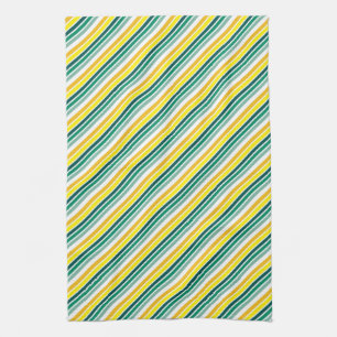 Golden Yellow Green Stripe Kitchen Towel