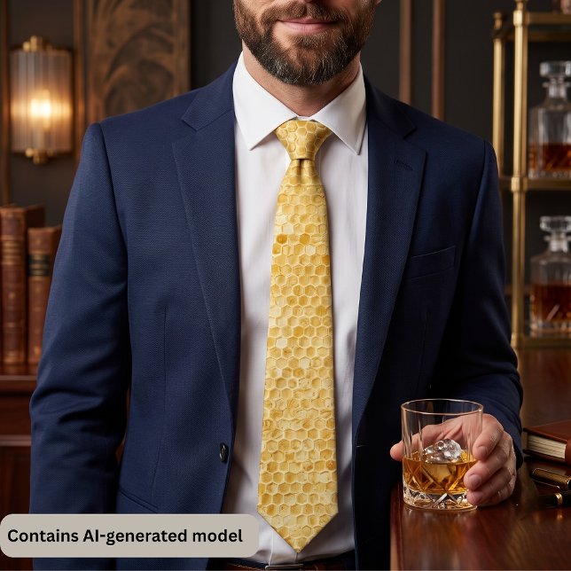 Golden Yellow Honeycomb Pattern Tie (Creator Uploaded)