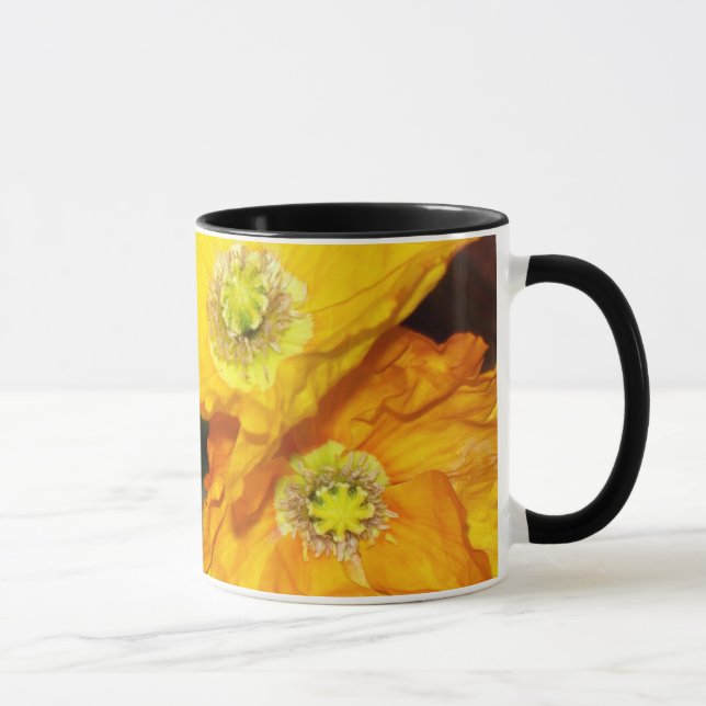 Golden Yellow Iceland Poppies Photograph Mug (Right)
