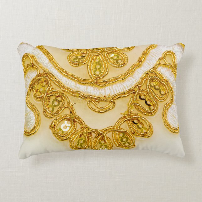 Golden yellow lace stripe. Background texture, sun Accent Pillow (Front)