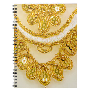 Golden yellow lace stripe. Background texture, sun Notebook