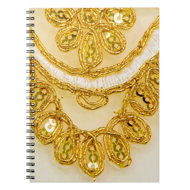 Golden yellow lace stripe. Background texture, sun Notebook (Front)