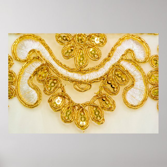 Golden yellow lace stripe. Background texture, sun Poster (Front)