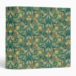 Golden Yellow Leafy Vine Pattern 3 Ring Binder