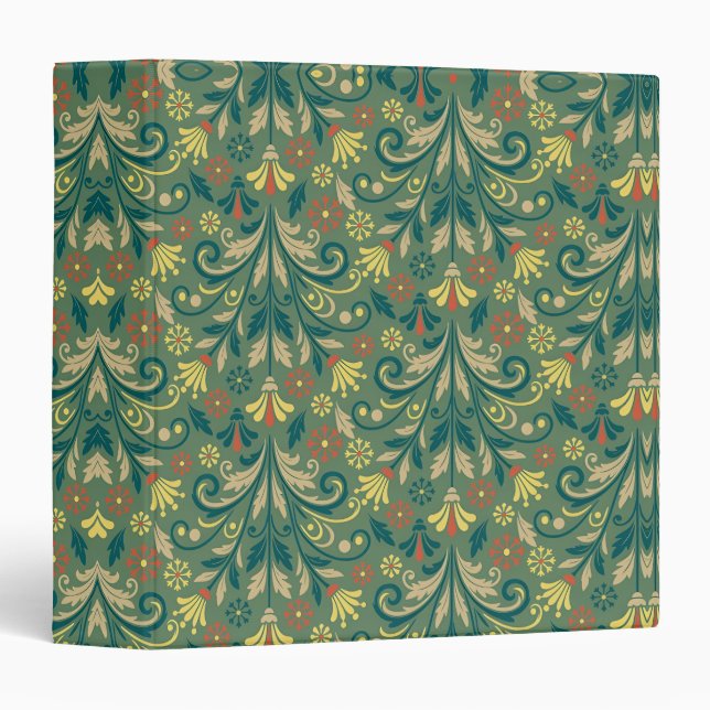 Golden Yellow Leafy Vine Pattern  3 Ring Binder (Front/Spine)