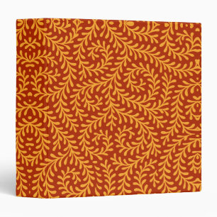 Golden Yellow Leafy Vine Pattern Binder