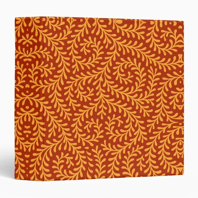 Golden Yellow Leafy Vine Pattern  Binder (Front/Spine)