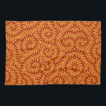Golden Yellow Leafy Vine Pattern  Kitchen Towel<br><div class="desc">Seamless repeating pattern featuring stylized golden yellow leafy vine motifs against a rich terracotta red background.</div>