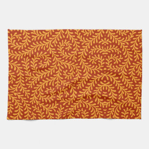 Golden Yellow Leafy Vine Pattern  Kitchen Towel