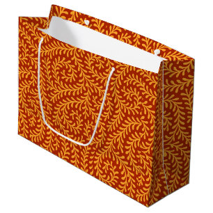Golden Yellow Leafy Vine Pattern  Large Gift Bag