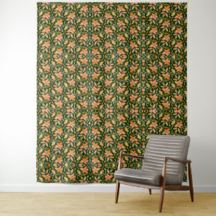 Golden Yellow Leafy Vine Pattern Tapestry