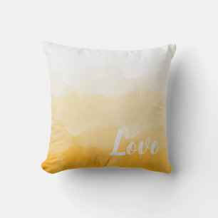 Golden Yellow Love Watercolor Throw Pillow