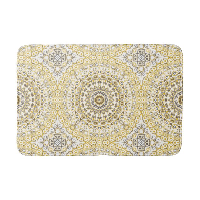 Golden Yellow Mandala Pattern Bath Mat (Front)