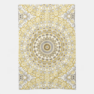 Golden Yellow Mandala Pattern Kitchen Towel