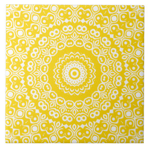 Golden Yellow Mandala Pattern Tile