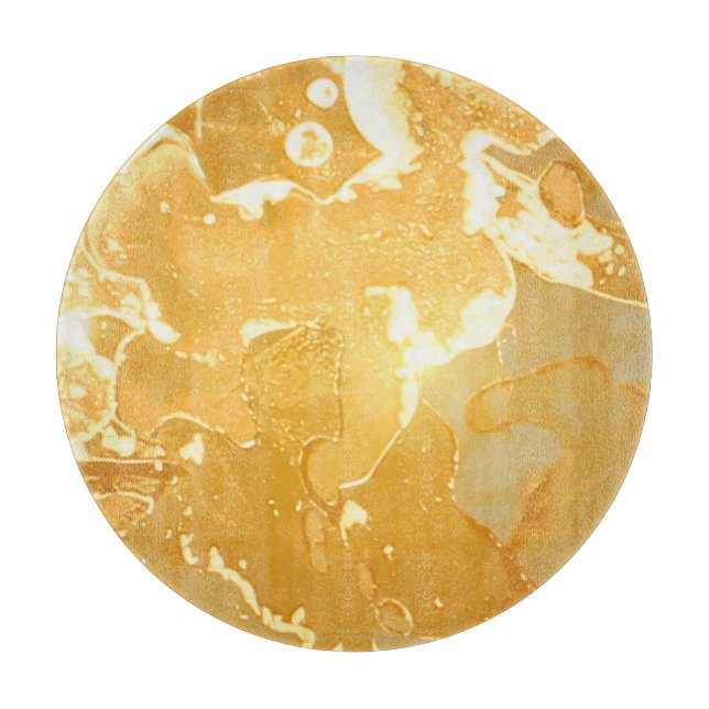 Golden Yellow Marble Ink Pattern Cutting Board (Front)