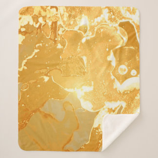 Golden Yellow Marble Ink Pattern Sherpa Blanket
