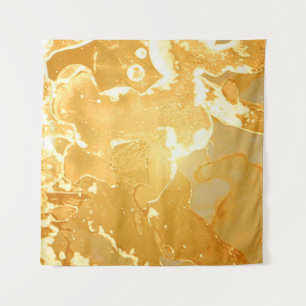 Golden Yellow Marble Ink Pattern Tapestry