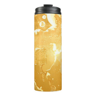 Golden Yellow Marble Ink Pattern Thermal Tumbler