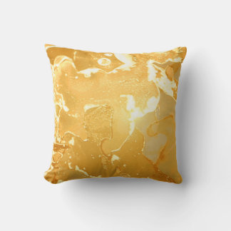 Golden Yellow Marble Ink Pattern Throw Pillow