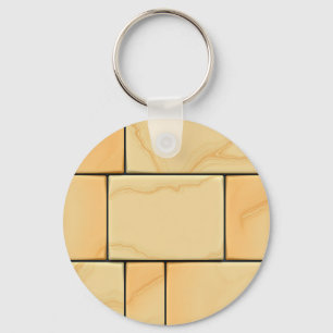 Golden Yellow Marble Tile Pattern Luxury Stone Keychain