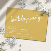 Golden Yellow Modern Casual Any Age Birthday Party