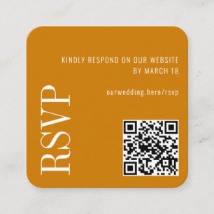 Golden Yellow Modern Custom QR Code Wedding RSVP Enclosure Card