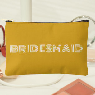 Golden Yellow Modern Typography Bridesmaid Accessory Pouch
