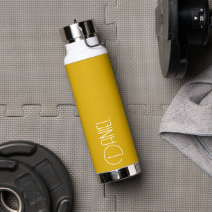 Golden Yellow Modern Typography Personalized Water Bottle