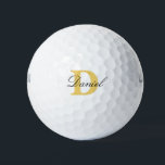 Golden Yellow Monogram Initial Custom Name Gift Golf Balls<br><div class="desc">Designed with custom text templates for monogrammed initial & custom name,  this makes a wonderful gift for father's day,  birthday,  wedding party favours etc!</div>