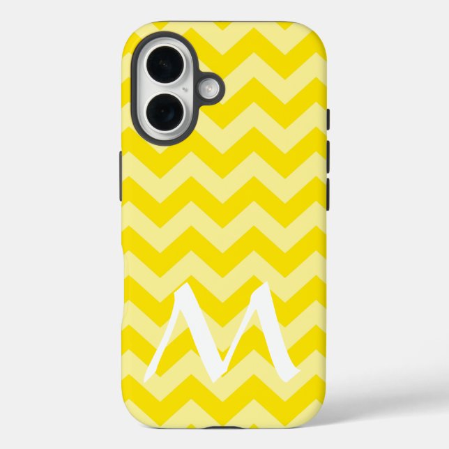 Golden Yellow Moroccan Moods Chevrons w/ Monogram Case-Mate iPhone Case (Back)