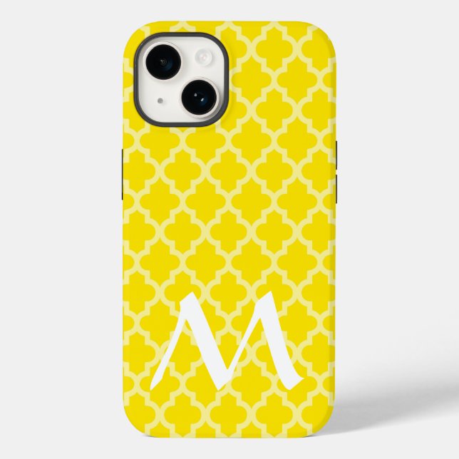 Golden Yellow Moroccan Moods Quatrefoil Case-Mate iPhone Case (Back)