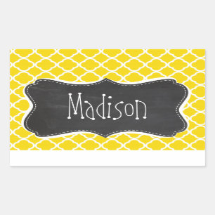 Golden Yellow Moroccan Quatrefoil; Chalkboard look Sticker