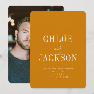 Golden Yellow Mustard Modern Bold Photo Wedding Save The Date