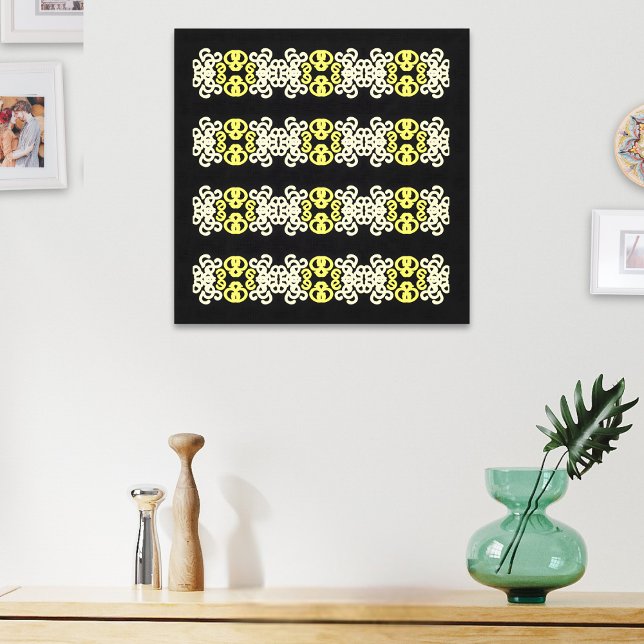 Golden Yellow Ornamental Stripe Seamless Pattern Canvas Print (Creator Uploaded)