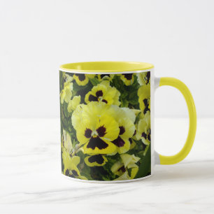 Golden Yellow Pansies On Bush, Mug