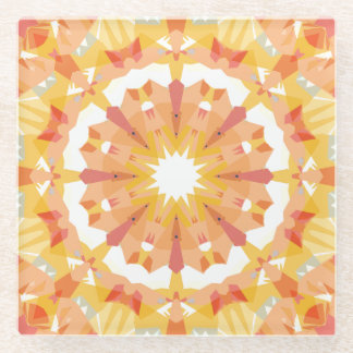Golden Yellow Pastel Pink Star Eclectic Decor Glass Coaster