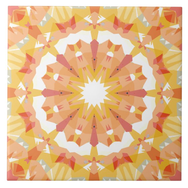 Golden Yellow Pastel Pink Star Eclectic Decor Tile (Front)