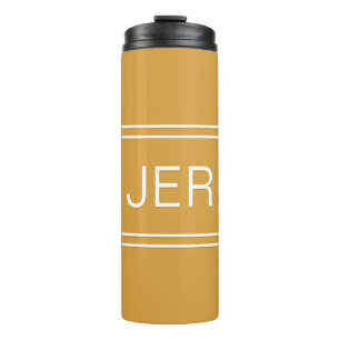 Golden Yellow Personalized Monogram Initials Drink Thermal Tumbler