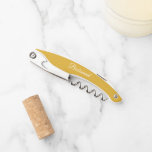 Golden Yellow Personalized Wedding Bridesmaid Corkscrew<br><div class="desc">Trendy,  golden yellow colour wine corkscrew opener for your wedding bridesmaid along with her name on back and printed in white,  stylized script. Personalize corkscrew by replacing name with your bridesmaid name. Available in many,  popular bridesmaid wedding colour schemes.</div>