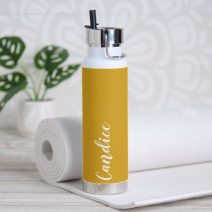 Golden Yellow Personalized Wedding Bridesmaid Water Bottle