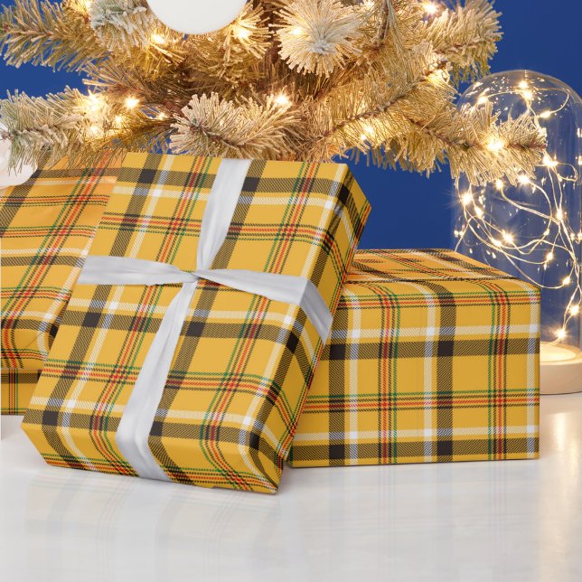 Golden Yellow Plaid All Occasion Wrapping Paper (Holidays)