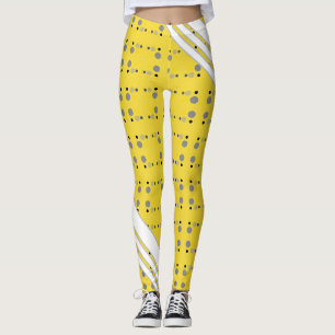 Golden Yellow Polka Dot Ladies Leggings