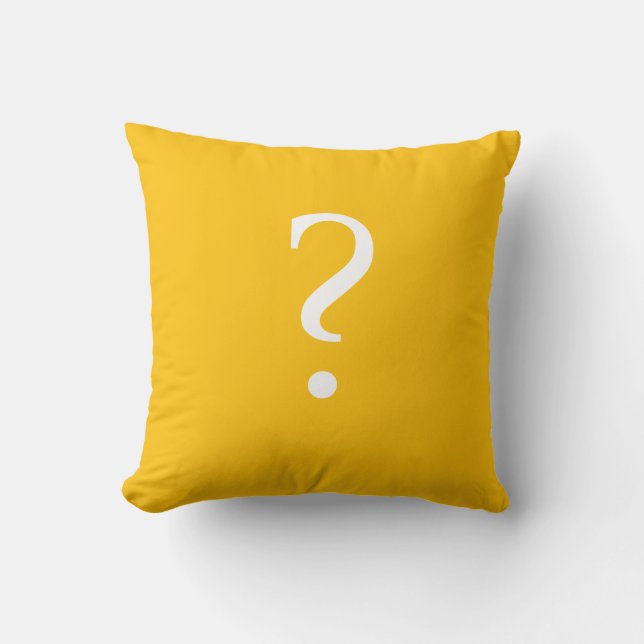 Golden Yellow Question Mark Throw Pillow (Front)