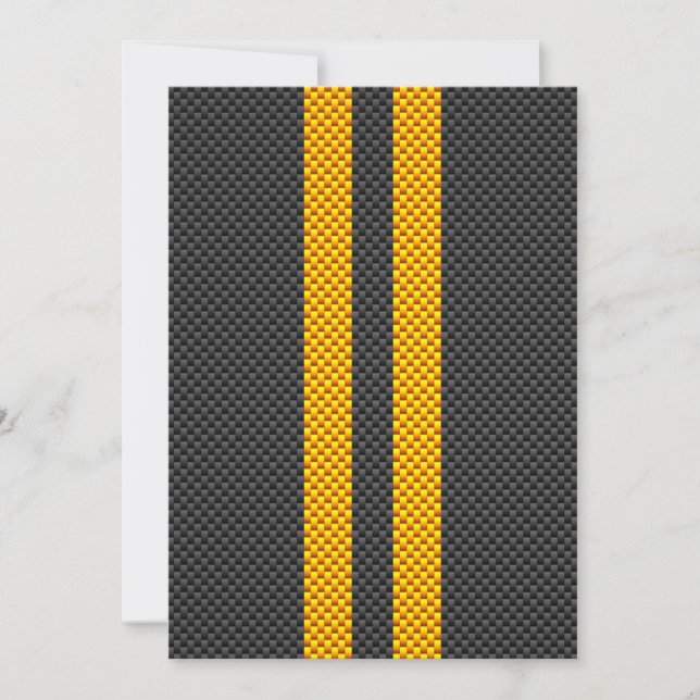 Golden Yellow Racing Stripes Carbon Fibre Style (Front)